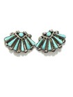 Vintage Native American Sterling Silver Petit Point Turquoise Earrings Rh Signed