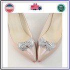 Crystal Bow Shoe Clips Removable Rhinestone Decorative Buckles For Wedding Heels