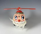 Tin Litho Wind Up Anthropomorphic Helicopter Xmas Toy Santa Japan 1950s 60s Read