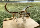 Hand Blown Art Glass Pegasus   Winged Horse   Unicorn - 15  W  Gold Accents