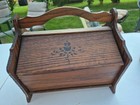 Vintage Wooden Sewing Box Double Flip  Doors Primitive Pa Dutch 11 5 X 9 X 10