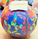 1980 s   Vintage  Large Hand Made painted Glow Candle   stained Glass Ii   New