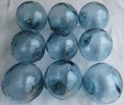 Japanese Glass Fishing Floats 3-3 5  Lot-9 Smoky Blue Marks Authentic Vtg Usa Bz