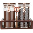 Glass Coffee Container With Wooden Shelf  2 X 40 Floz Coffee Bean Storage With