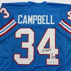 Autographed signed Earl Campbell Hof 91 Houston Blue Jersey Beckett Bas Coa