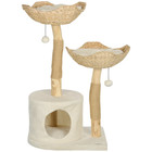 37 Inch Modern Cat Tree With Wooden Scratching Posts  Condo  Beds  Cushions