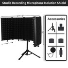 Microphone Isolation Shield  5 Panel Sound Shield With Pop Filter And Tripod    