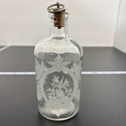 Vntge Glass Bottles Set Of 3 Clear Etched Floral Medallion Apothecary Mcm Vellum