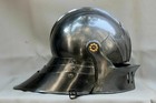 18ga Medieval Knight German Sallet Helmet   Blued Steel Armor   Sca Larp Cosplay