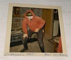Rare Vintage American Halloween Costume   Mask  Hobbled Pose Snapshot Photo 1965