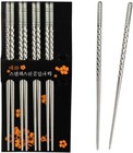 5pairs Premium Reusable Metal Stainless Steel Chopsticks Lightweight Chop Sticks