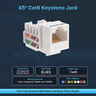 200 Pcs Cat6 Punchdown Keystone Jack White 45 Degree Angle Ethernet Network Pack