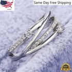 Minimalist Cubic Zircon Silver Plated Ring Engagement Women Jewelry Ring Sz 6-10