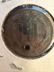 1866 3 Cent Nickel  Type Coin  Great Details  Punctured  Dark