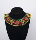 Handmade Seed Bead Necklace Native American Necklace Unique Pattern Collar 