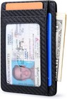 Slim Minimalist Leather Wallet Rfid Blocking Front Pocket Carbon Fiber Black