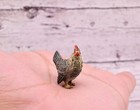 Antique Austrian Vienna Cold Painted Bronze Figure Of Gray Yellow Hen