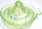 Vintage Green Depression Glass Juice Reamer Tab Handle Spout Uranium 5 1 2   D