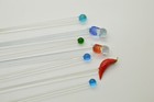 Set Of 7 Vintage Mcm Hand Blown Glass Swizzle Sticks Owls Fish Birds Sea Horse