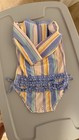 Rufflebutts Girls Long Sleeve Striped Ruffle One Piece Swimsuit 12-18m
