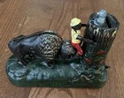 Vintage Bucking Buffalo Cast Iron Coin Bank