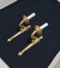 Pair Antique Vintage French Brass Wall Sconces Wall Lights - Fully Restored 