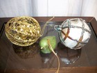 Lot Of 3 Vintage Christmas Ornaments  2 Wire Bulbs 1 Wooden Bird