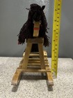 Vintage Small Wooden Rocking Horse 9    L  3 5    W Yarn Hair In Vgc
