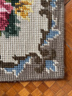Vintage 1970s Wool Needlepoint Roses 16x20 Petit Point Floral Hand Stitched