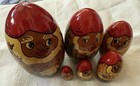 6  Vintage Hand Painted Russian Nesting Dolls Dwarfs  gnomes