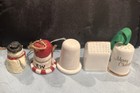 Vintage Lot 5 Christmas Thimbles  Snowmen  Santa  Hand Painted  And More