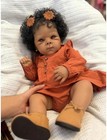 Realistic Black Reborn Baby Doll Vinyl Full Body Black Girl - Biracial African A