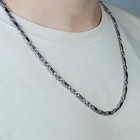 925 Sterling Silver Engraved Chain Vintage Sapphire Gemstone Byzantine Necklace