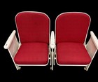 3 Theater Seats  Vintage Red Upholstered Tip-up Cinema Auditorium Seating  A12