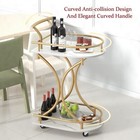 Bar Cart With Wheels Handle Rolling Home Bar Serving Carts 2 Tier Curved Anticol