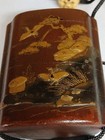 Inro Makie Lacquer Wood Case 2 7 Inch Japanese Antique Netsuke Ojime Gold Accent