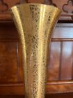 Two Vintage Mid-century Ransgil Crystal   22k Gold Floral Bud Vases 10 1 4 