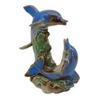 Two Blue Dolphins Ocean At Play Ceramic Figurine  Porpoise Sea Figurine 5 