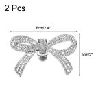 2pcs Rhinestone Shoe Clips Shoes Bow  Accessories For Women Silver Tone