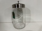 Vintage 1940s Art Deco Gauze Glass Apothecary Jar Stainless Steel Lid Profex Usa