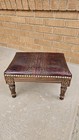 Louis Xvi Style Fruitwood Faux Alligator Leather Stool