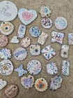 Hand Painted Vintage Bisque Ceramic Pendants Lot Various Sizes   Designs 