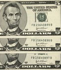 3x  5 Dollar Bills Federal Reserve Note Consecutive Lot Of 3 Series 2003 A  