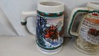 Set Of 4 Budweiser Holiday Stein Mugs Beer Christmas Series Vintage Clydesdales