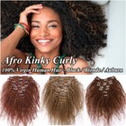 Full Head Thick Afro Kinky Curly Clip In Real Virgin Human Hair Extensions Black