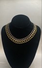 Vintage Mexican Gold Tone   Silver Tone Wide Link Necklace 15 75  127g