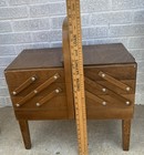 Vtg Large Estate Accordion Wood Sewing Storage Box Cabinet Norway Style Repaired