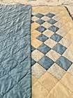 Vintage Baby Quilt Blue And Yellow Hand Stitched-beautiful  50  X 38  Good Sized