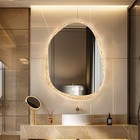 Luvodi Irregular Led Bathroom Mirror Anti-fog Three Colors Wall Vanity Mirror Us