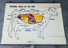 Farm Agriculture Ag Teacher Cow Diagram Nasco Linen Classroom Vintage